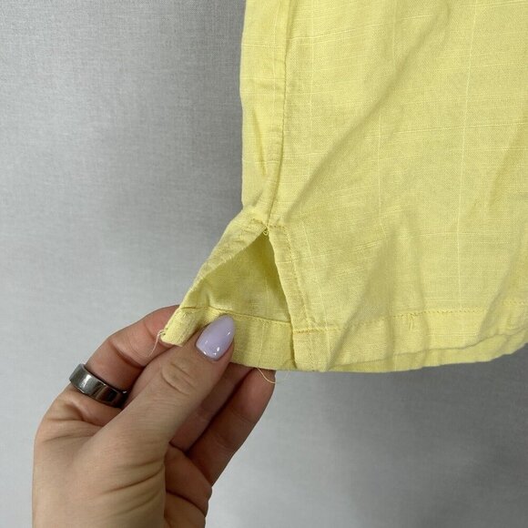 Via Europa Mens Shirt XXL Yellow Textured Short Sleeve Button Front Resort Wear - Picture 8 of 11